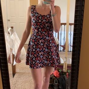 Black dress w/ bright flower pattern